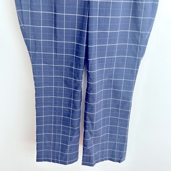 NWT Banana Republic Logan Mid Rise In Blue Gray Windowpane Trouser Size 8 - Picture 4 of 12